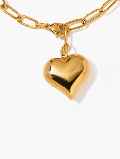 COMMENSE Heart Pendant Chain Link Bracelet* Rings & Bracelets|Accessories