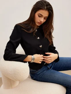 COMMENSE Heart-Button Regular Fit Blazer* Outerwear|Blazers