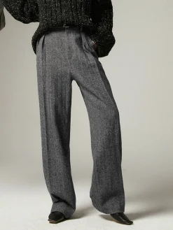 COMMENSE Herringbone Pockets Wide Leg Dress Pants* Wide Leg|Pants