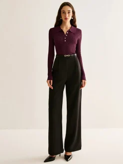 COMMENSE High Stretch Lapel Knit Top* Sweater Tops|Sweaters & Cardigans