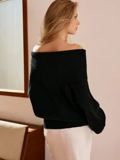 COMMENSE High Stretch Off-Shoulder Shift Sweater* Sweater Tops|Sweaters & Cardigans
