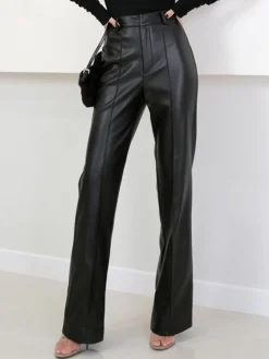 COMMENSE High Waist Faux Leather Pants* Pants|Bottoms