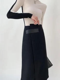 COMMENSE High Waist Tweed Asymmetric Wrap Midi Skirt* Skirts|Bottoms
