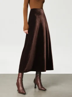 COMMENSE High Waist Velvet Maxi Skirt* Skirts|Bottoms