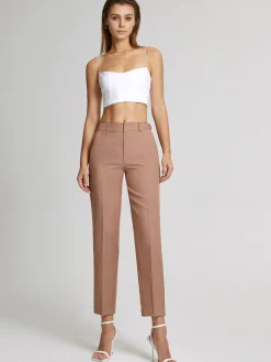 COMMENSE High Waisted Cropped Skinny Straight Leg Trousers* Pants|Bottoms
