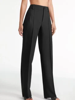 COMMENSE High Waisted Pleat Front Solid Colored Straight Leg Trousers* Wide Leg|Pants