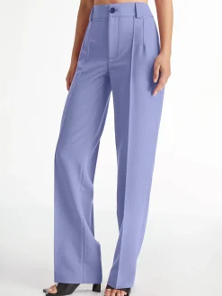 COMMENSE High Waisted Pleat Front Solid Colored Straight Leg Trousers* Wide Leg|Pants