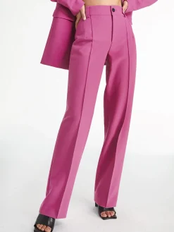 COMMENSE High Waisted Pleat Front Solid Colored Straight Leg Trousers* Wide Leg|Pants