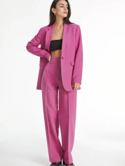 COMMENSE High Waisted Pleat Front Solid Colored Straight Leg Trousers* Wide Leg|Pants