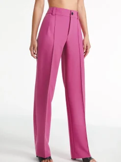 COMMENSE High Waisted Pleat Front Solid Colored Straight Leg Trousers* Wide Leg|Pants