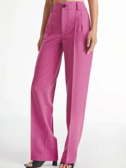 COMMENSE High Waisted Pleat Front Solid Colored Straight Leg Trousers* Wide Leg|Pants