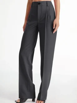 COMMENSE High Waisted Pleat Front Solid Colored Straight Leg Trousers* Wide Leg|Pants