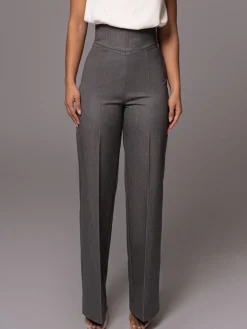 COMMENSE High Waistline Straight Leg Pants* Pants|Bottoms