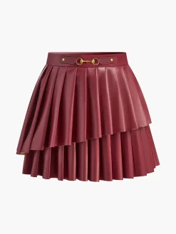 COMMENSE High-Waist Metal-Detail Asymmetrical Pleated Skirt* Bottoms