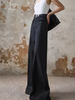 COMMENSE High-Waist Piping Bell Pants Without Belt* Pants|Bottoms