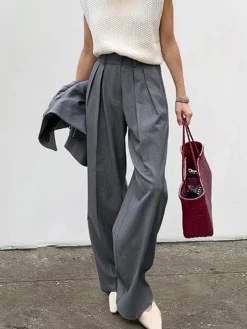 COMMENSE High-Waist Pleated Thin Pants* Pants|Bottoms