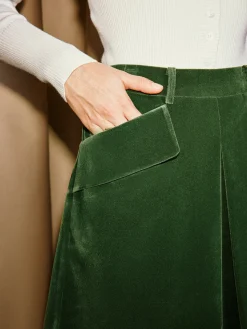 COMMENSE High-Waist Pockets Velvet Mini Skirt* Bottoms