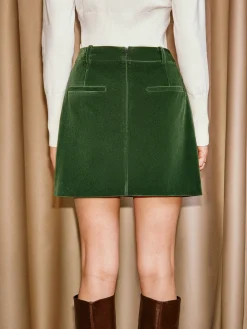 COMMENSE High-Waist Pockets Velvet Mini Skirt* Bottoms