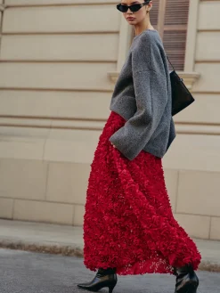 COMMENSE High-Waist Rosette Skirt* Skirts|Matching Sets