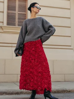 COMMENSE High-Waist Rosette Skirt* Skirts|Matching Sets