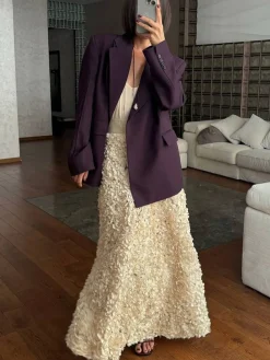 COMMENSE High-Waist Rosette Skirt* Skirts|Matching Sets