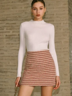 COMMENSE High-Waist Textu A-Line Zipper Skirt* Bottoms
