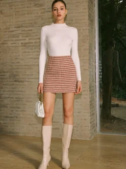 COMMENSE High-Waist Textu A-Line Zipper Skirt* Bottoms