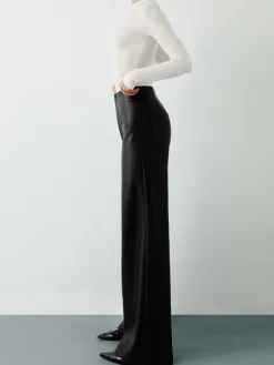 COMMENSE High-Wist PU Leather Wide-Leg Pants* Pants|Bottoms