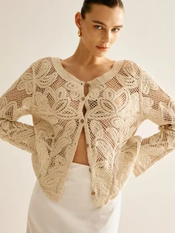 COMMENSE Hollow Button Plisse Cardigan* Cardigans|Sweaters & Cardigans