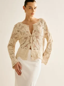 COMMENSE Hollow Button Plisse Cardigan* Cardigans|Sweaters & Cardigans