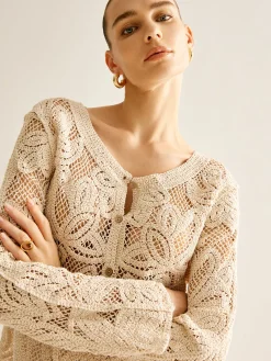 COMMENSE Hollow Button Plisse Cardigan* Cardigans|Sweaters & Cardigans