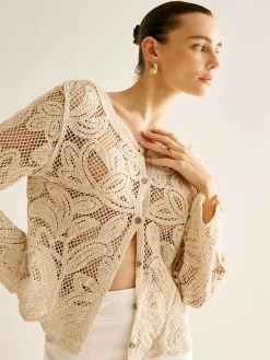 COMMENSE Hollow Button Plisse Cardigan* Cardigans|Sweaters & Cardigans