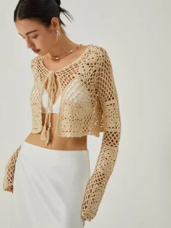 COMMENSE Hollow Knotted Knit Outerwear* Sweater Tops|Outerwear