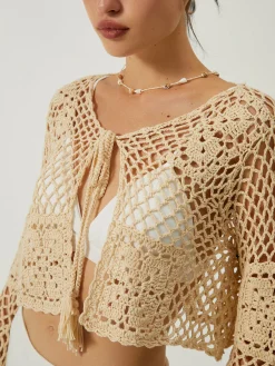 COMMENSE Hollow Knotted Knit Outerwear* Sweater Tops|Outerwear