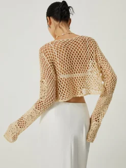COMMENSE Hollow Knotted Knit Outerwear* Sweater Tops|Outerwear