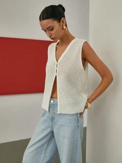 COMMENSE Hollow Sleeveless Knit Cardigan* Cardigans|Sweaters & Cardigans