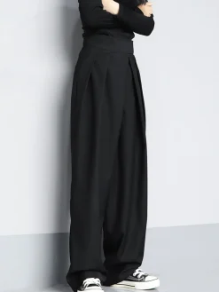 COMMENSE Hook-and-Loop Fastener Wide Leg Velcro Pants* Wide Leg|Pants