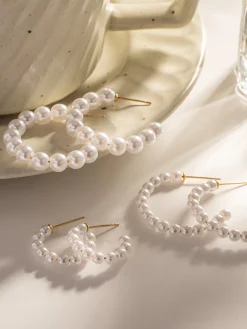 COMMENSE Hoop Pearl Earrings* Earrings|Accessories