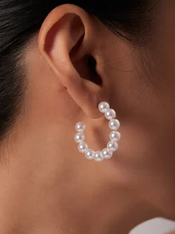 COMMENSE Hoop Pearl Earrings* Earrings|Accessories
