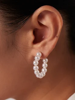 COMMENSE Hoop Pearl Earrings* Earrings|Accessories