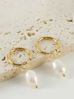 COMMENSE Hoop-Ring Pearl Drop Earrings* Earrings|Accessories
