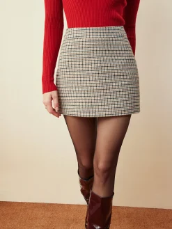 COMMENSE Houndstooth A-Line Mini Skirt* Skirts|Matching Sets