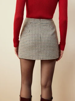 COMMENSE Houndstooth A-Line Mini Skirt* Skirts|Matching Sets