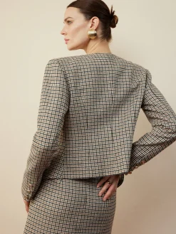 COMMENSE Houndstooth Button Short Blazer* Outerwear|Blazers