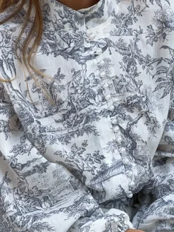 COMMENSE Ink Painting Print Tie Up A-Line Short Dress* Casual Dresses|Summer Dresses