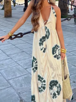 COMMENSE Ink Ripple Leisure Long Dress* White Dresses|Casual Dresses