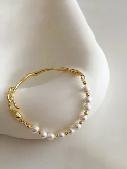 COMMENSE Irregular Metal Pearl Bracelet* Rings & Bracelets|Accessories
