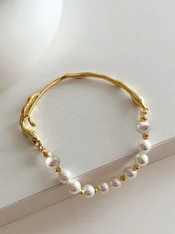 COMMENSE Irregular Metal Pearl Bracelet* Rings & Bracelets|Accessories