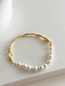 COMMENSE Irregular Metal Pearl Bracelet* Rings & Bracelets|Accessories