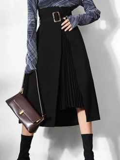 COMMENSE Irregular Package Belted Midi Skirt* Skirts|Bottoms